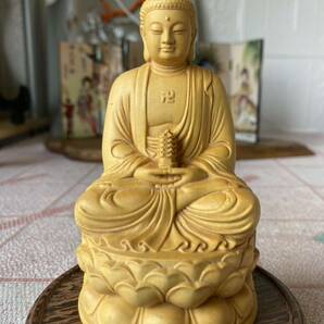 送料無料　仏教美術 彫刻工芸品 仏像 ●極美品●仏教美術 精密彫刻 仏像 手彫り 木彫仏像 大日如来座像