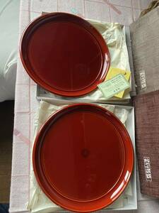 2個セッお盆 トレイ 未使用　漆器 茶道具 漆芸 伝統工芸 丸盆 和食器 