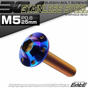 SUS304 フランジ付き ボタンボルト M5×25mm P0.8 六角穴 焼きチタン色 ステップホール ステンレス ボルト TR0203