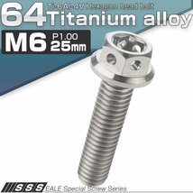 64チタン M6×25mm P1.00 デザイン六角ボルト 六角穴付きボルト フランジ付き シルバー Ti6Al-4V JA729_画像1