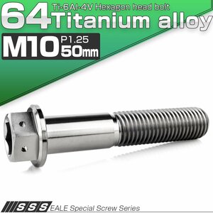 チタンボルト M10×50mm P1.25 六角ボルト 六角穴付き ホールヘッド フランジボルト シルバー JA1819