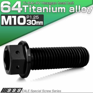 チタンボルト M10×30mm P1.25 六角ボルト 六角穴付き ホールヘッド フランジボルト ブラック JA1762