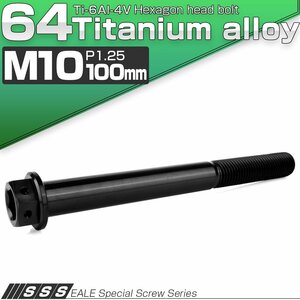 チタンボルト M10×100mm P1.25 六角ボルト 六角穴付き ホールヘッド フランジボルト ブラック JA1773