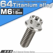 64チタンボルト M6×15mm P1.00 ホールヘッド 六角ボルト フランジ付き六角ボルト チタン原色 Ti6Al-4V JA778_画像1