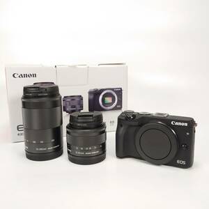 美品 CANON EOS M3 ダブルズームキット ミラーレス デジタルカメラ ブラック EF-M 15-45mm F/3.5-5.6/ EF-M 55-200mm F/4.5-6.3 キヤノン