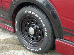 【1本組】200系 ハイエース デイトナ 16インチ×7.0J+19 ブラック×Good Year NASCAR（ナスカー）215/65R16C ホワイトレター