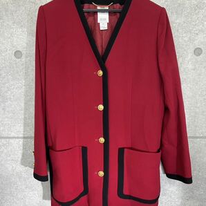 【0455】 CELINE セリーヌ セットアップ ジャケット スカート 赤 レッド レディース 40サイズの画像1