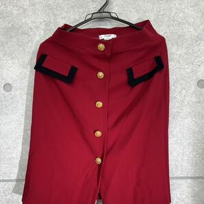 【0455】 CELINE セリーヌ セットアップ ジャケット スカート 赤 レッド レディース 40サイズの画像2