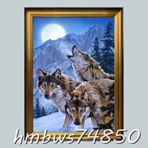 Art hand Auction ☆Beautiful item◆Artwork☆Animal painting Wolf Wolf painting Bedroom Entrance Decoration Framed 40cm x 60cm, Painting, Oil painting, Animal paintings