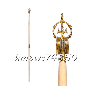 「密教法具 寺院仏具」真言宗 行者 錫杖 仏具 仏教美術 真鍮製 磨き仕上げ 長さ174cm
