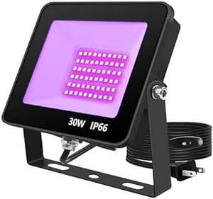 ブラックライト 30W LED投光器 UVライト紫外線投光器 防水IP66 UVレジン 硬化用 3Dモデル乾燥用 パーティー用
