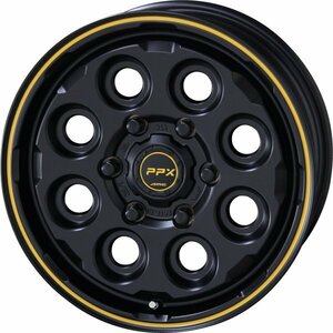 AME PPX MIL:8 15インチ×6J +33 6穴 139.7 ホイール セミグロスブラックxイエローライン 15x6J