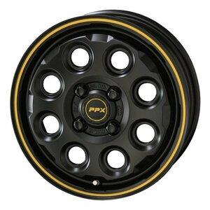 AME PPX MIL:8 12インチ×3.5J +45 4穴 100 ホイール セミグロスブラックxイエローライン 12x3.5J