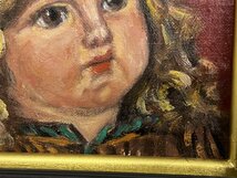 作者不詳『フランスジュモーの人形』 F0号 直筆サインあり 油彩 人物画 自然画 額寸約32×27.5cm 額縁_画像5