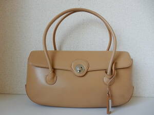  original leather *GINZA Kanematsu( Ginza Kanematsu )* leather handbag beige ( metal fittings silver )