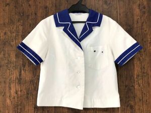 ss_0853y ★定形外 配送★ 熊本県 熊本市立錦ヶ丘中学 ブルー襟 夏服 半袖 指定セーラー服 サイズ AY2 Takemoto タケモト 製　女子制服