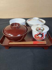 D 410 unused weaning ceremony Okuizome serving tray set new goods 