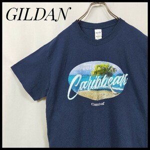 ギルダン　半袖Ｔシャツ　デカロゴ　南国　ビーチ　カリビアン　ロゴＴ　ゆるだぼ　クルージング　島　アイランド　クルーネック　海