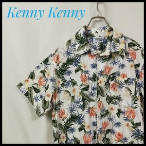 ケニーケニー　アロハシャツ　かしゆりシャツ　半袖　ゆるだぼ　総柄　花柄　フラワー　ゆったりサイズ　南国　オーバーサイス　夏向き