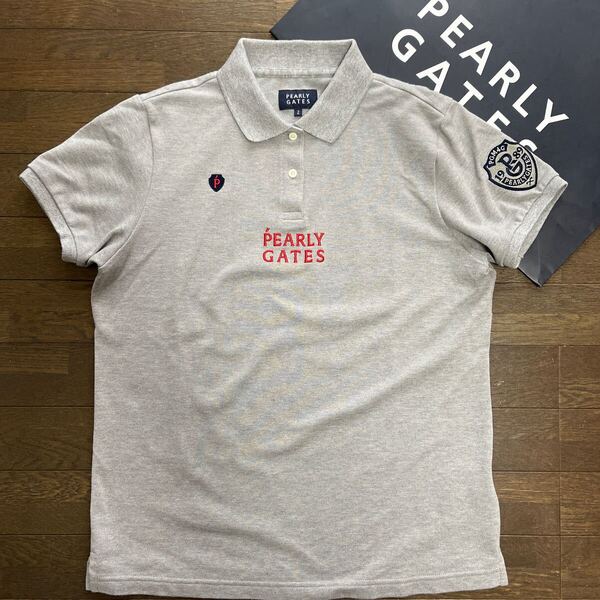 送料無料PEARLY GATESパーリーゲイツWOMENS PG2段ポロシャツ鹿の子メッシュ吸水速乾DRY肌サラ持続STRETCH人気Gray(半額以下2)2try中古品