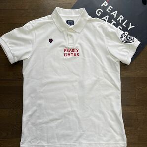 送料無料PEARLY GATESパーリーゲイツ MENS PG2段ポロシャツ鹿の子メッシュ吸水速乾DRY肌サラ持続STRETCH人気White(半額商品6)2try中古品