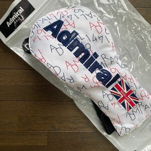 送料無料Admiral GOLFアドミラルモノグラムBIGLOGOヘッドカバーDR460cc対応ユニオンジャック英国旗モチーフ抜け防止保護素材tricolore新品