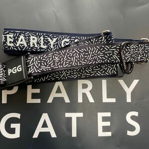 送料無料PGG×PEARLY GATESピージージーパーリーゲイツ希少W NAMEテープベルトFIDLOCKバックルBACK GOM PGカラビナunisex Navy(大特価)新品