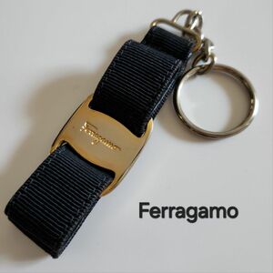 Ferragamo　 フェラガモ　 ヴァラリボン　 キーリング　 ブラック　 黒　 キーホルダー　 チャーム