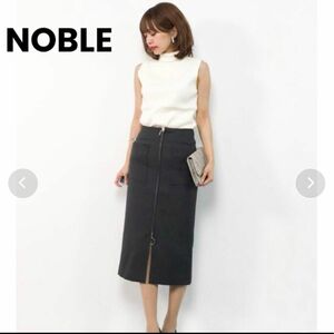 レディース NOBLEダブルクロス フープジップタイトスカート34ネイビー