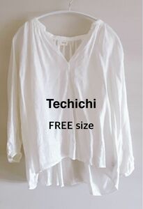 Techichi　テチチ　リネンシャツ七分袖スキッパーブラウス