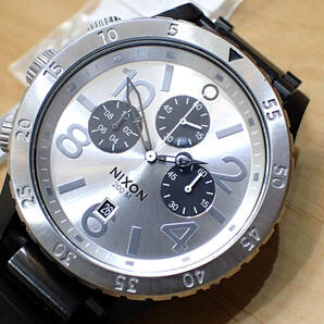 美品 ◆NIXON/ニクソン 48-20 ◆ クロノグラフ ブラック/シルバー メンズ腕時計の画像1
