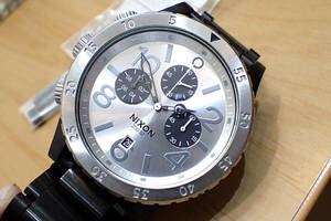  beautiful goods *NIXON/ Nixon 48-20 * chronograph black / silver men's wristwatch 