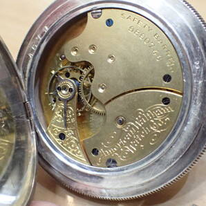 希少 ウォルサム/American USA ◆金ムーブ 銀無垢/銀製 スターリングシルバー ハンターケース アンティーク懐中時計の画像3