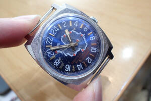 時計店在庫 ソ連製 ◆ 24時間表示 スクエア/変わり文字盤 手巻きアンティーク 腕時計