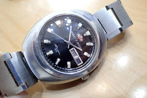 オリエント デラックス レーサー ◆ 349/黒文字盤　カットガラス 自動巻きメンズ腕時計