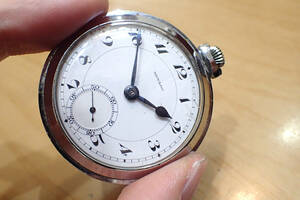 モバード/MOVADO ◆ブレゲ針/琺瑯文字盤 手巻き機械式アンティーク懐中時計
