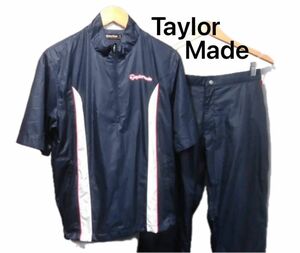 Taylor Made ハーフジップ半袖ウインドブレーカーセットアップ　裏メッシュ（メンズMサイズ）ネイビー