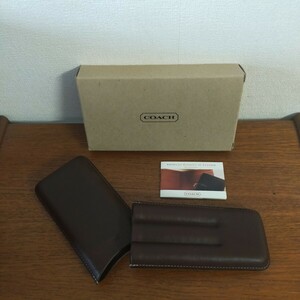  unused goods COACH Coach leather 3ps.@ for leaf volume case cigar case dark brown 