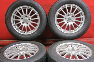 【S228】セット4本*ECO FORME 16×6.5Ｊ 5穴 PCD 114.3 +54 215/60R16 ダンロップ ENASAVE EC300 2014年 送料無料