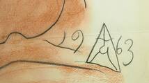 「真作」彫刻家 木内克 紙 鉛筆　パステル 1963年 サイン,年記有 段ボール箱　額装　激希　絵画　デッサン　裸婦　婦人_画像2
