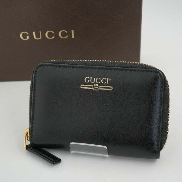 【ほぼ未使用・展示品】GUCCI グッチ　コインケース　カードケース　小銭入れ　ロゴ　ラウンドファスナー　黒　ブラック