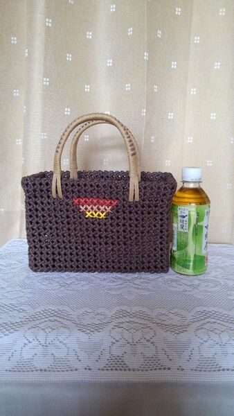 ハンドメイド 小さなかごバッグ(ペットボトル300ccサイズ)