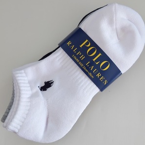 POLO RALPH LAUREN ポロ ラルフローレン 靴下 SIZE 23cm～25cm 白・グレー・紺 アンクルソックス 3足の画像1