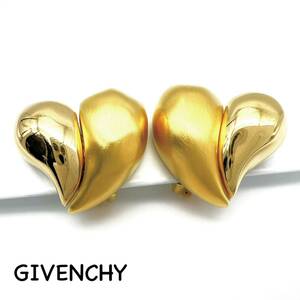 GIVENCHY｜ジバンシィ イヤリング【アクティ】ハート 大ぶり マット/ゴールドカラー ヴィンテージ ジバンシー ブランド a535et