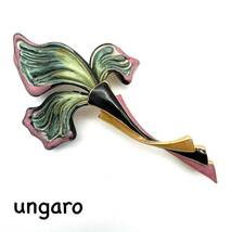 ungaro｜ウンガロ ブローチ【アクティ】フラワーモチーフ 大ぶり ゴールドカラー ヴィンテージ アクセサリー ブランド a565et_画像1