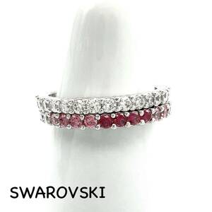 SWAROVSKIl Swarovski кольцо [ Acty ]2 полосный стразы прозрачный / розовый серебряный цвет 5 номер булавка кольцо для ключей бренд a573et