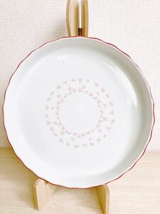 ノリタケ NT花柄27cm 大皿 浅皿 プレート ピンク花柄 noritake 丸皿 ホワイト 昭和レトロ 食器 レトロポップ 中古品 現状品