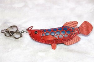 龍魚 キーホルダー/Keychain 藍底紅龍 フィギュア　追加OK！かわいいかっこいい