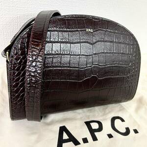 ●超美品●A.P.C. アー・ペー・セー●SAC DEMI-LUNE●クロコ 型押し●レザー 本革●ハーフムーン ショルダー バッグ●斜め掛け●ビジネス