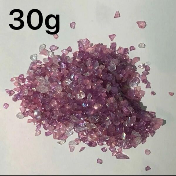 ガラスストーン ガラスカレットうるうるDIYキラキラ鉱石カラフルネイルパーツ 30g (ピンク)